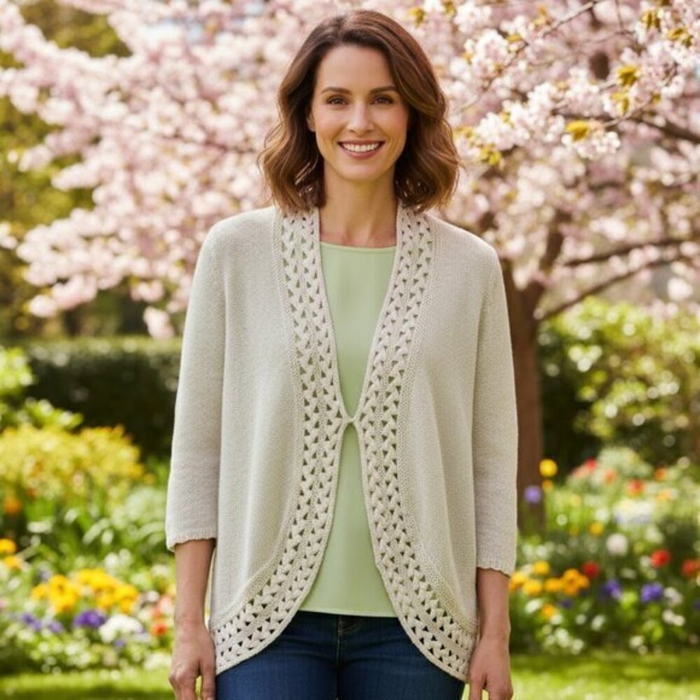 NWT Coldwater Creek Linen Blend Open Drape Sweater Jacket Beige XL